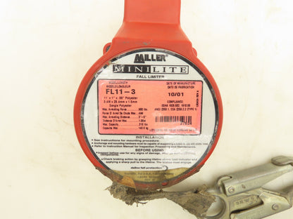 Miller FL11-3 Minilite Fall Limiter 11' Lanyard w/TwistLock Swivel Shackle