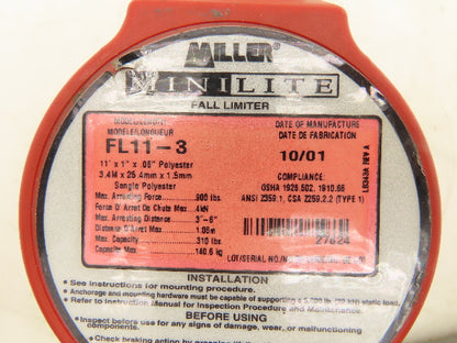 Miller FL11-3 Minilite Fall Limiter 11' Lanyard w/TwistLock Swivel Shackle