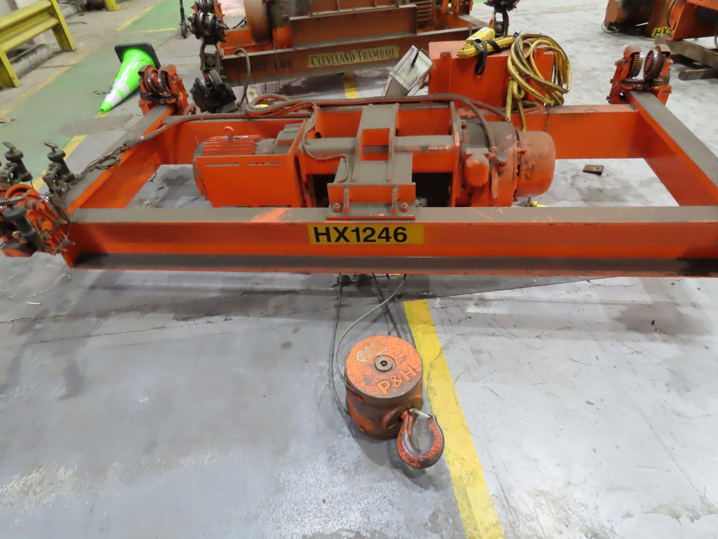 Cleveland Tramrail P&H 6 Ton Double Girder Underhung Bridge Crane 28' Span