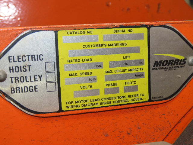 Cleveland Tramrail P&H 6 Ton Double Girder Underhung Bridge Crane 28' Span