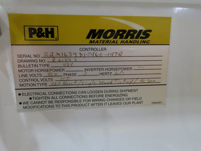 Cleveland Tramrail P&H 6 Ton Double Girder Underhung Bridge Crane 28' Span