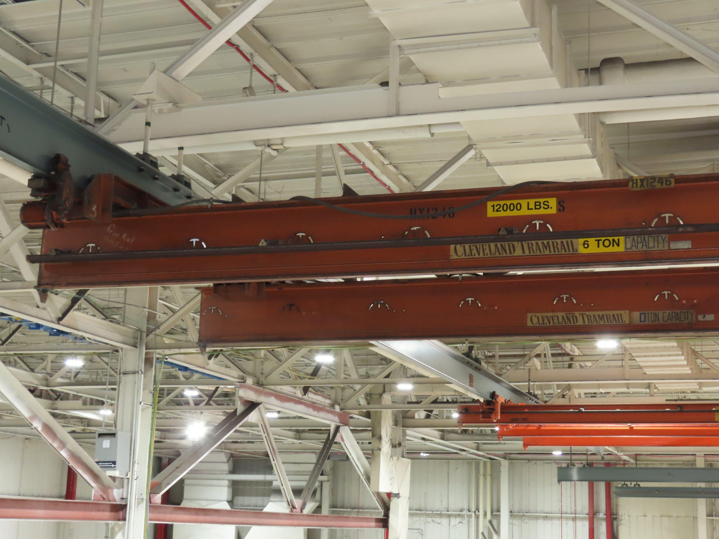 Cleveland Tramrail P&H 6 Ton Double Girder Underhung Bridge Crane 28' Span