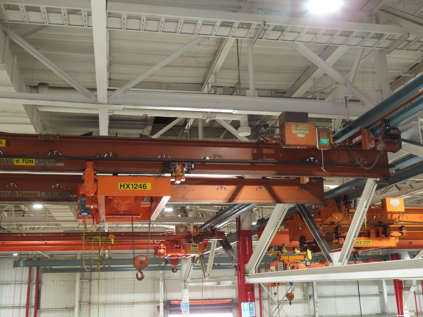 Cleveland Tramrail P&H 6 Ton Double Girder Underhung Bridge Crane 28' Span
