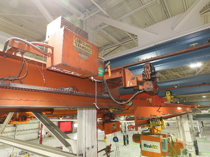 Cleveland Tramrail P&H 6 Ton Double Girder Underhung Bridge Crane 28' Span