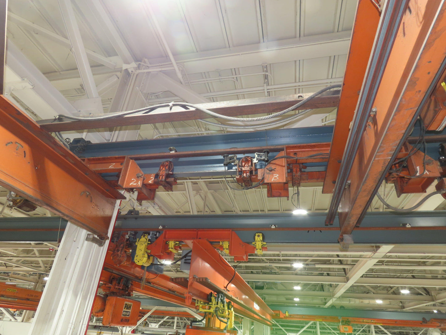 Cleveland Tramrail P&H 6 Ton Double Girder Underhung Bridge Crane 28' Span