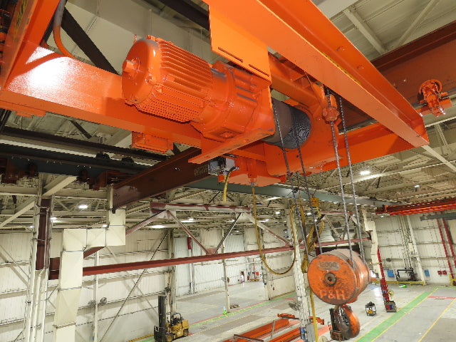 Cleveland Tramrail P&H 6 Ton Double Girder Underhung Bridge Crane 28' Span