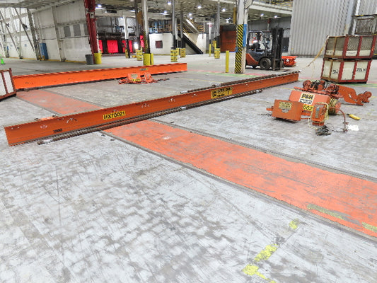 Cleveland Tramrail P&H 1 Ton Single Girder Underhung Bridge Crane 28' Span