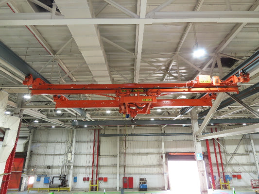 Cleveland Tramrail P&H 7.5 Ton Double Girder Bridge Crane 28' Span w/Remote