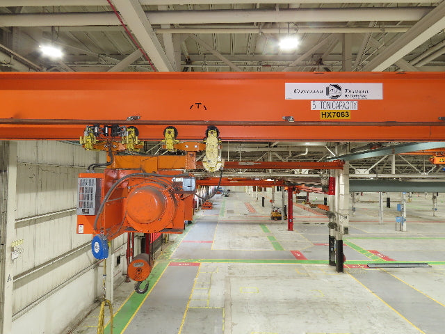 Cleveland Tramrail P&H 5 Ton Single Girder Underhung Bridge Crane 43' 8" Span