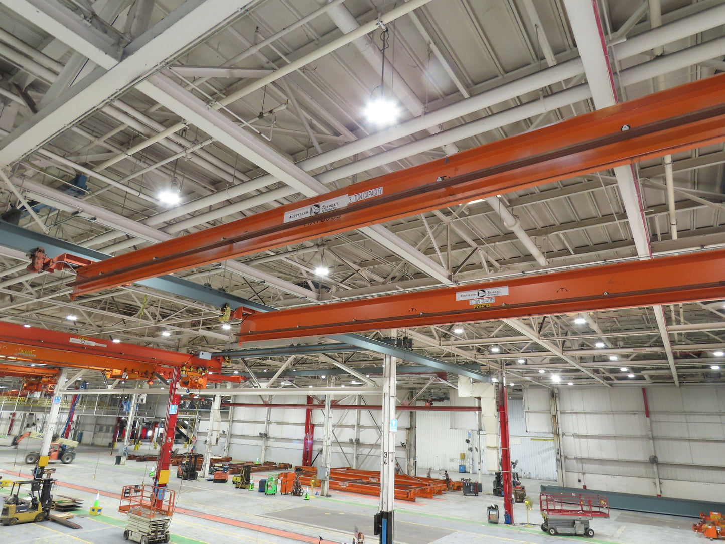 Cleveland Tramrail P&H 3 Ton Single Girder Underhung Bridge Crane 43' 8" Span