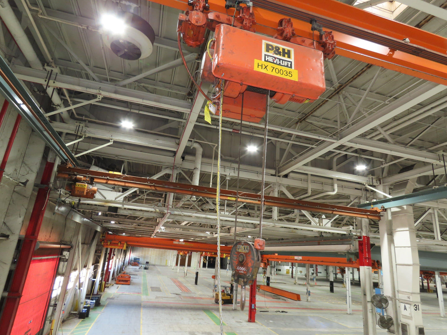 Cleveland Tramrail P&H 3 Ton Single Girder Underhung Bridge Crane 43' 8" Span