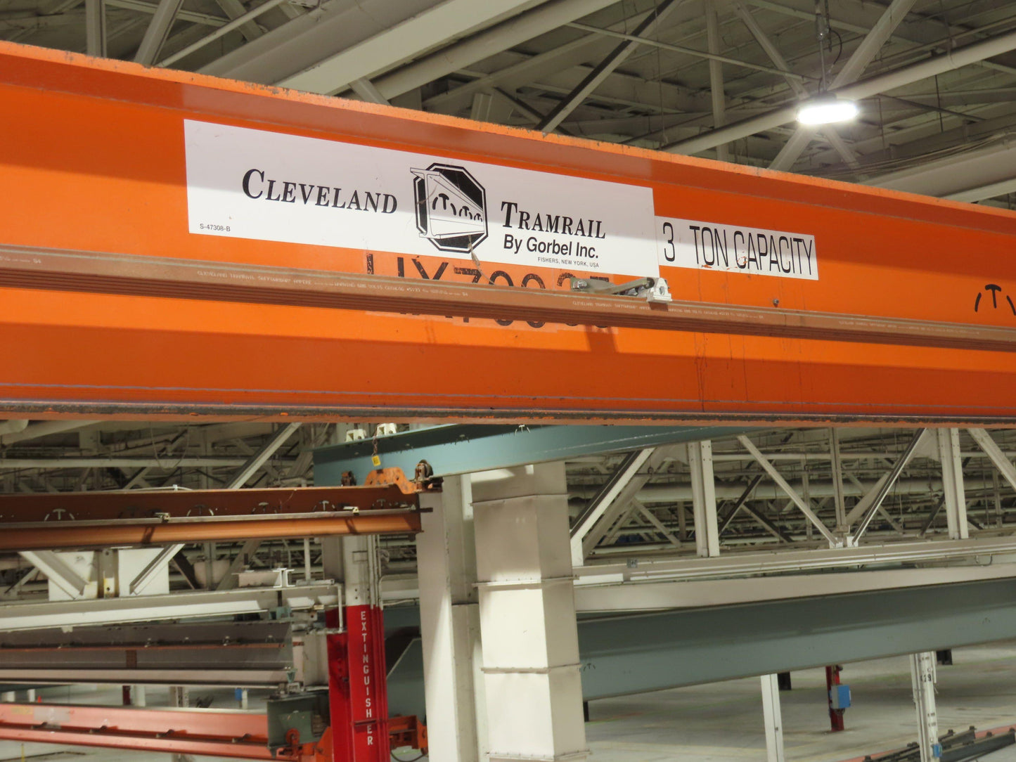 Cleveland Tramrail P&H 3 Ton Single Girder Underhung Bridge Crane 43' 8" Span