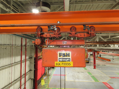 Cleveland Tramrail P&H 3 Ton Single Girder Underhung Bridge Crane 43' 8" Span