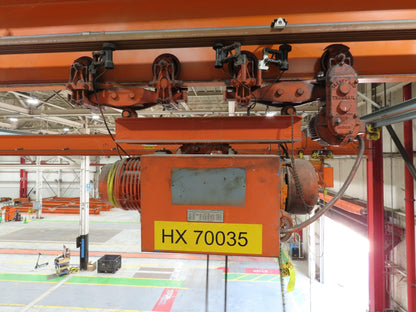 Cleveland Tramrail P&H 3 Ton Single Girder Underhung Bridge Crane 43' 8" Span