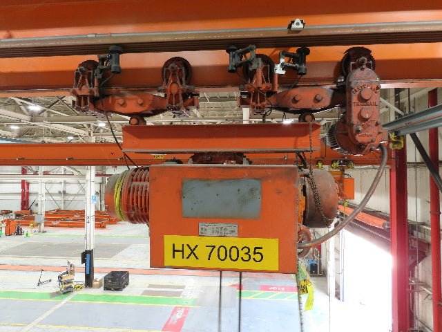 Cleveland Tramrail P&H 3 Ton Single Girder Underhung Bridge Crane 43' 8" Span