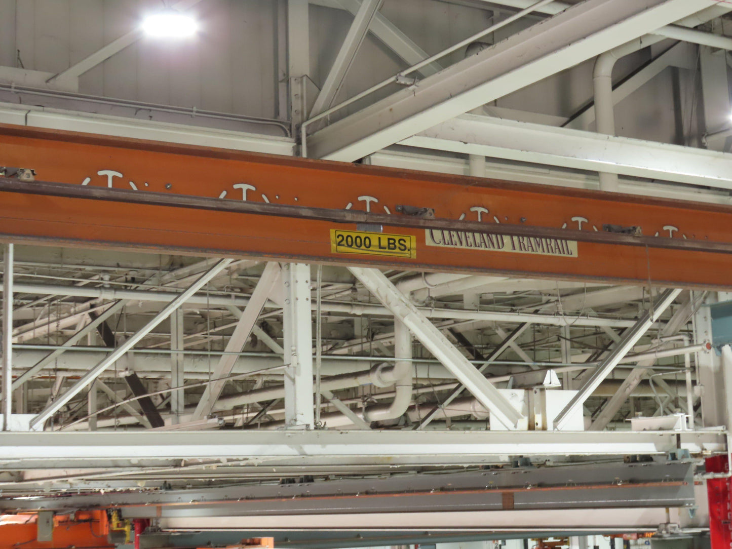 Cleveland Tramrail P&H 1 Ton Single Girder Underhung Bridge Crane 43' 8" Span
