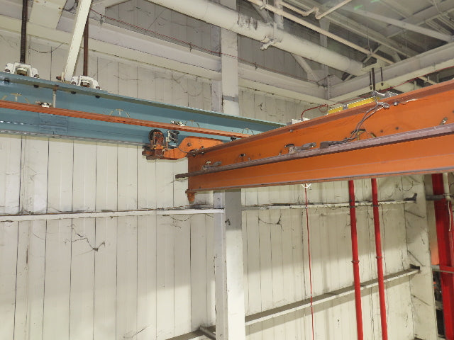 Cleveland Tramrail P&H 1 Ton Single Girder Underhung Bridge Crane 43' 8" Span