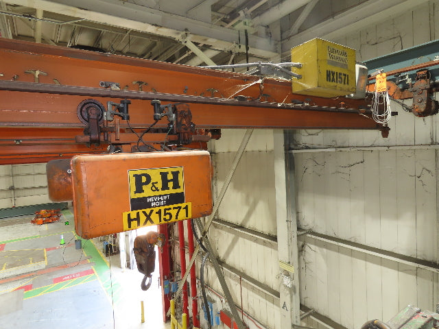 Cleveland Tramrail P&H 1 Ton Single Girder Underhung Bridge Crane 43' 8" Span