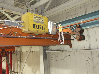 Cleveland Tramrail P&H 1 Ton Single Girder Underhung Bridge Crane 43' 8" Span