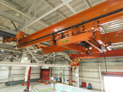 Cleveland Tramrail P&H 7.5 Ton Double Girder Underhung Bridge Crane 45' 10" Span