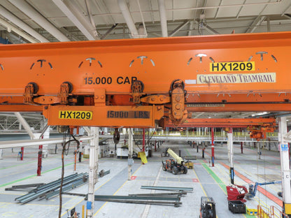 Cleveland Tramrail P&H 7.5 Ton Double Girder Underhung Bridge Crane 45' 10" Span