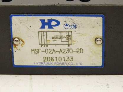 Northman HP MSF-02A-A230-20 Hydraulic Speed Control Valve 230V Coil Adjustable
