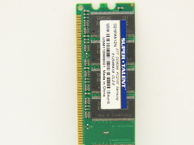 Super Talent D21PA512N Memory Module 512MB PC2100 DDR-266MHz non-ECC Unbuffered