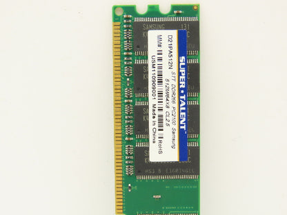 Super Talent D21PA512N Memory Module 512MB PC2100 DDR-266MHz non-ECC Unbuffered