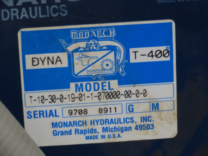 Monarch T-10-30 Hydraulic Power Unit Dyna Pack 2PD11.3D Pump 10GPM 7.5Hp 3Ph