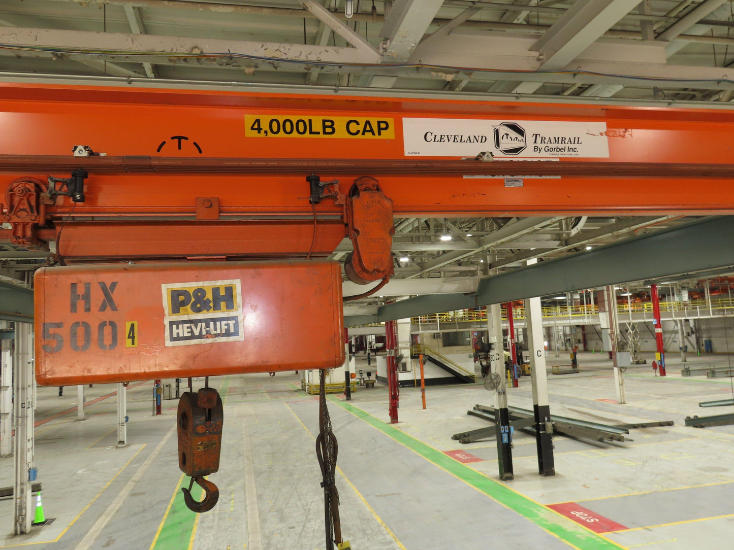 Cleveland Tramrail P&H 2 Ton Single Girder Underhung Bridge Crane 45' 10" Span