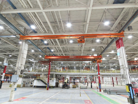 Cleveland Tramrail P&H 1 Ton Single Girder Underhung Bridge Crane 45' 10" Span