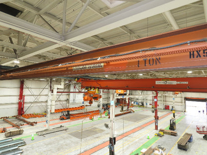 Cleveland Tramrail P&H 1 Ton Single Girder Underhung Bridge Crane 45' 10" Span