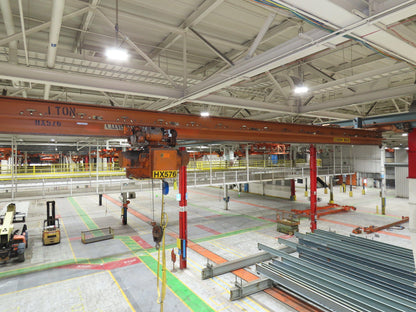 Cleveland Tramrail P&H 1 Ton Single Girder Underhung Bridge Crane 45' 10" Span