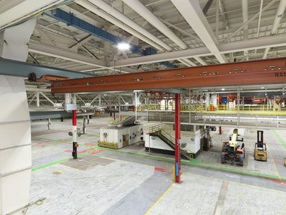Cleveland Tramrail P&H 1 Ton Single Girder Underhung Bridge Crane 45' 10" Span