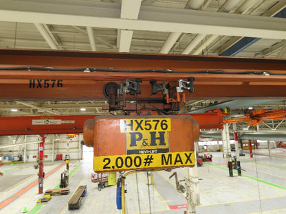 Cleveland Tramrail P&H 1 Ton Single Girder Underhung Bridge Crane 45' 10" Span