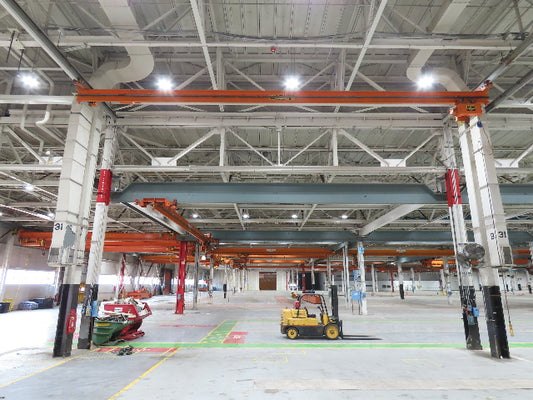 Cleveland Tramrail P&H 1 Ton Single Girder Underhung Bridge Crane 45' 10" Span