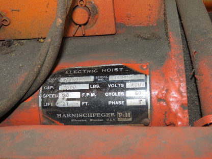 Cleveland Tramrail P&H 1 Ton Single Girder Underhung Bridge Crane 45' 10" Span