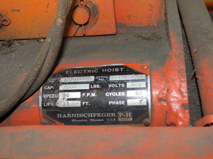 Cleveland Tramrail P&H 1 Ton Single Girder Underhung Bridge Crane 45' 10" Span