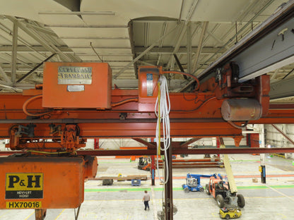 Cleveland Tramrail P&H 1 Ton Single Girder Underhung Bridge Crane 45' 10" Span