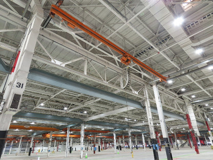 Cleveland Tramrail P&H 1 Ton Single Girder Underhung Bridge Crane 45' 10" Span