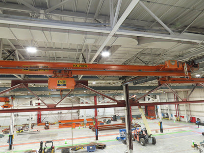 Cleveland Tramrail P&H 1 Ton Single Girder Underhung Bridge Crane 45' 10" Span