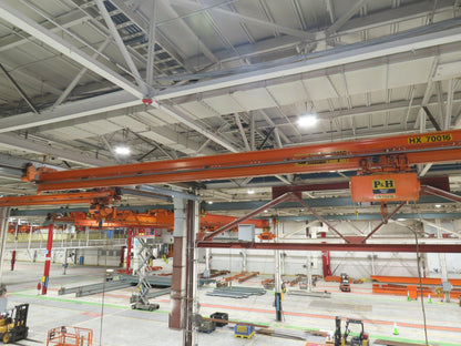 Cleveland Tramrail P&H 1 Ton Single Girder Underhung Bridge Crane 45' 10" Span