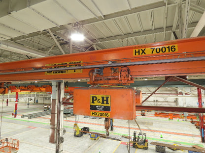 Cleveland Tramrail P&H 1 Ton Single Girder Underhung Bridge Crane 45' 10" Span