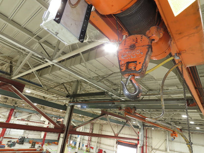 Cleveland Tramrail P&H 1 Ton Single Girder Underhung Bridge Crane 45' 10" Span