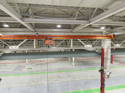 Cleveland Tramrail P&H 1 Ton Single Girder Underhung Bridge Crane 45' 10" Span