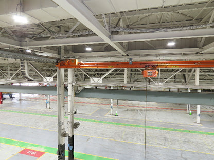 Cleveland Tramrail P&H 1 Ton Single Girder Underhung Bridge Crane 45' 10" Span