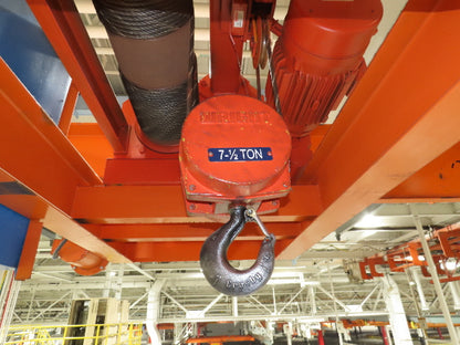 Acco Wright 7.5 Ton Double Girder Underhung Bridge Crane 18' 3" Span Work Rated