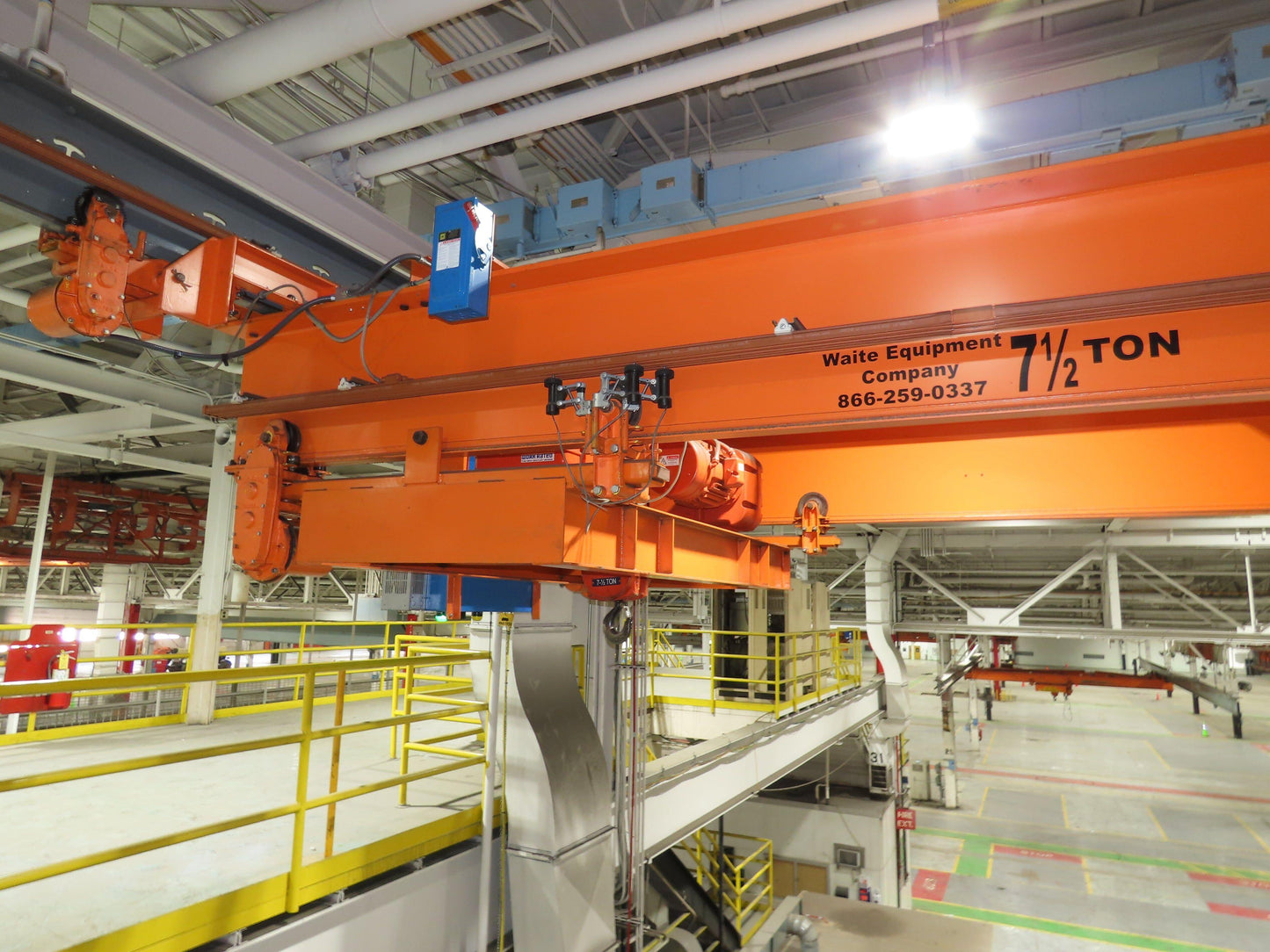 Acco Wright 7.5 Ton Double Girder Underhung Bridge Crane 18' 3" Span Work Rated