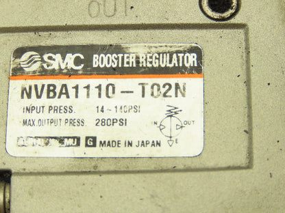 SMC NVBA1110-T02N Pneumatic Booster Regulator Air Valve 1/4" NPT 14-140 PSI