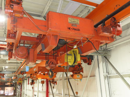Cleveland Tramrail P&H 10 Ton Double Girder Underhung Bridge Crane 45' 10" Span